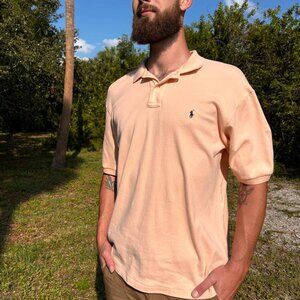 Ralph Lauren Polo Shirt - Peach/Pink - Size L - Vintage 2000s